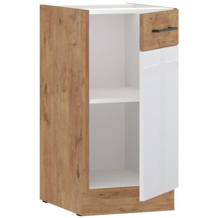 ROCK - Wall unit - Lancelot oak and glossy white melamine - 40 cm - 1 hinged door