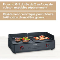 SEVERIN Plancha - PG8569 - Grillfläche 48x27cm - Antihaft-Keramikbeschichtung - 2200W