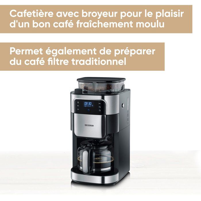 Filterkaffeemaschine mit integriertem Mahlwerk - SEVERIN - KA4813 - Touchscreen-Kaffeemaschine - 10-