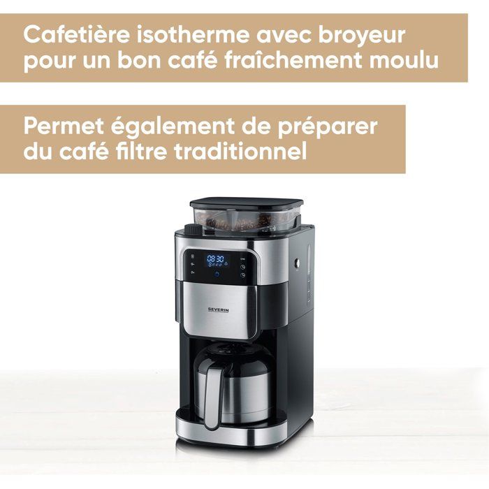 Filterkaffeemaschine mit integriertem Mahlwerk  SEVERIN  KA4814  Touchscreen-Kaffeemaschine  8-T