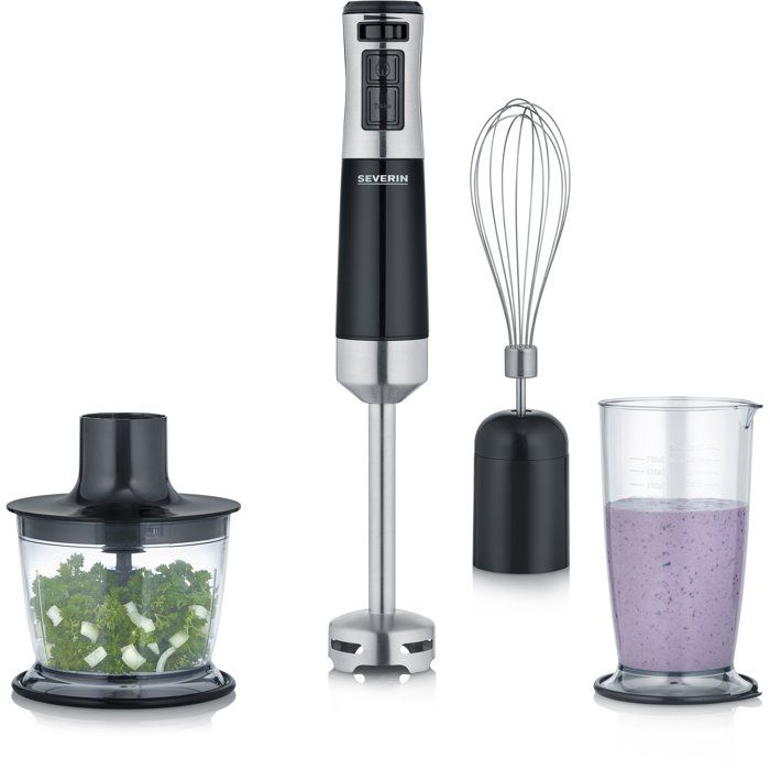 3-in-1 Stabmixer  SEVERIN  SM3772  600 W  Abnehmbarer Fuß  Mini-Zerkleinerer  Schneebesen  70