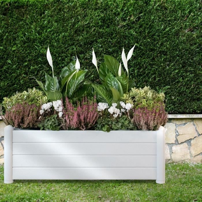Stefanplast rectangular flower tray - Wooden finish - 100x43xh35cm - 80L - White