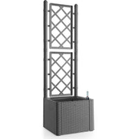 STEFANPLAST - Deluxe flower box - square with mesh stone gray - 43x43xh142cm
