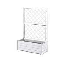 STEFANPLAST Rectangular flower box with lattice - Wood finish - 100 x 43 x H 142 cm - 80 L - White