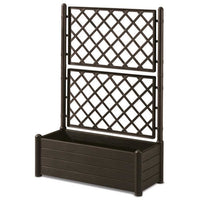 STEFANPLAST Rectangular flower box with lattice - Wood finish - 100 x 43 x H 142 cm - 80 L - Moka