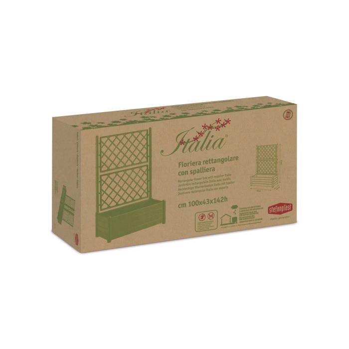 STEFANPLAST Rectangular flower box with trellis - Wood finish - 100 x 43 x H 142 cm - 80 L - graphit