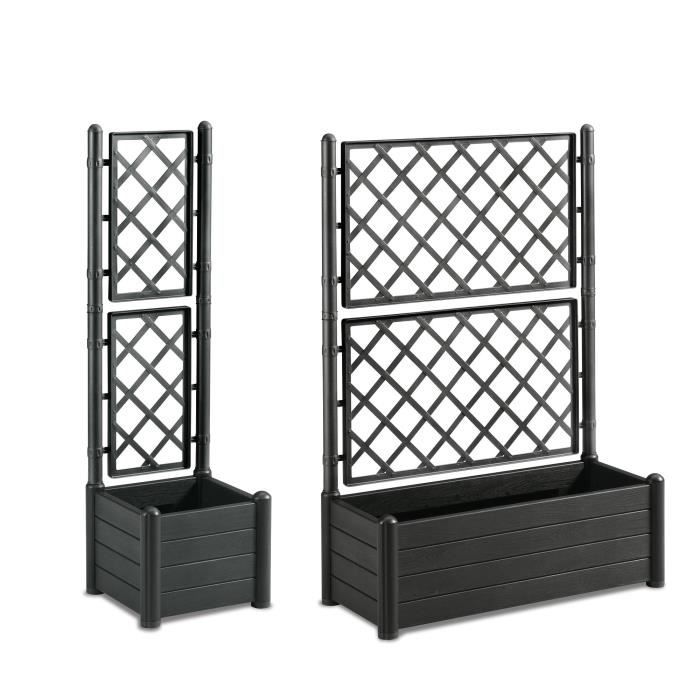 STEFANPLAST Rectangular flower box with trellis - Wood finish - 100 x 43 x H 142 cm - 80 L - graphit