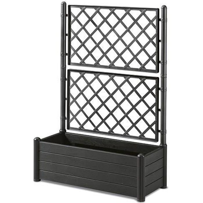 STEFANPLAST Rectangular flower box with trellis - Wood finish - 100 x 43 x H 142 cm - 80 L - graphit
