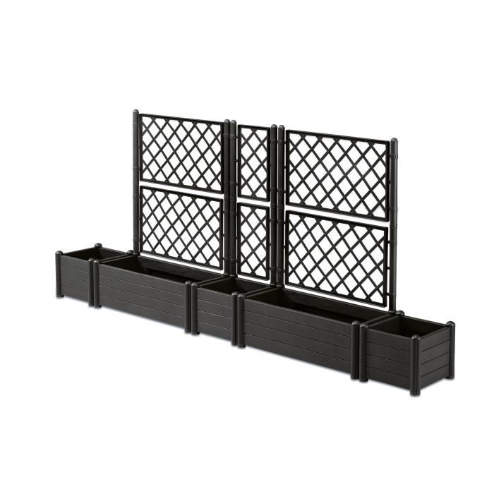 STEFANPLAST Rectangular flower box with trellis - Wood finish - 100 x 43 x H 142 cm - 80 L - graphit