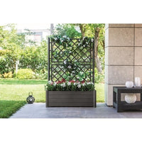 STEFANPLAST Rectangular flower box with trellis - Wood finish - 100 x 43 x H 142 cm - 80 L - graphit
