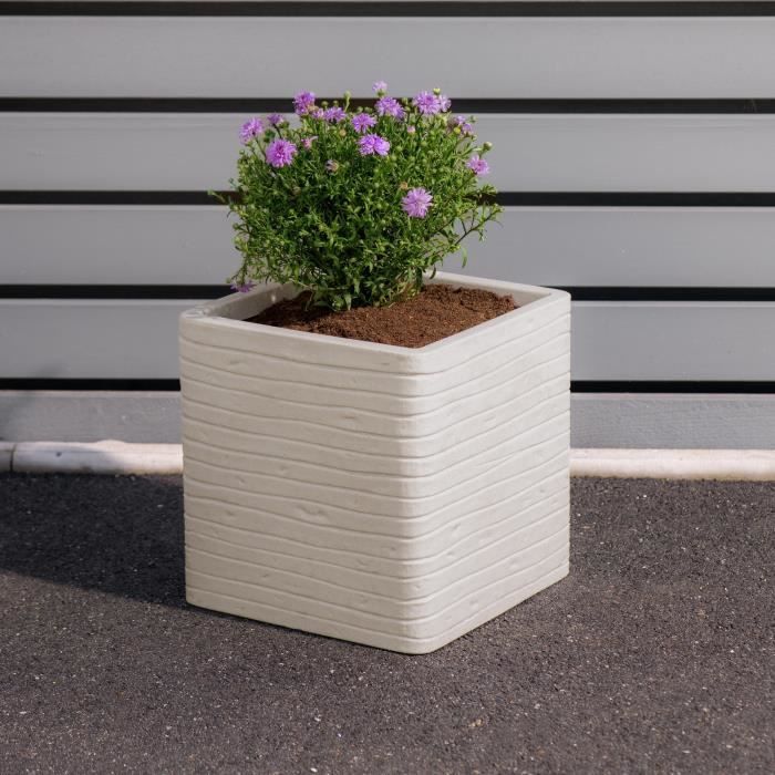 Blumentopf - STRATA - Quadratisch - Banbury - Ø 30,5 cm x 30 cm H - Steinfarbe