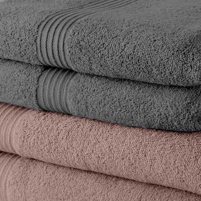 Set of 5 TODAY Bath Sheets 70x130 cm 100% Cotton - 3 sand roses + 2 steel