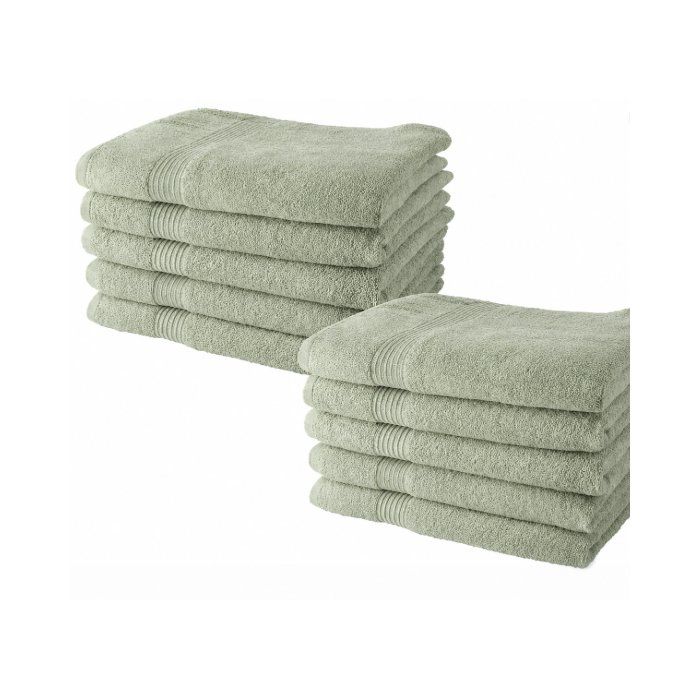 TODAY Essential - Set of 10 hand towels 50x90 cm 100% Cotton, Celadon color