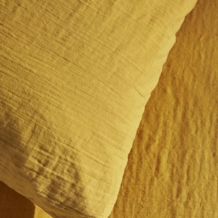 Bedding set - TODAY - 123669 - 2 people - 260x240cm - Plain cotton gauze - Ochre