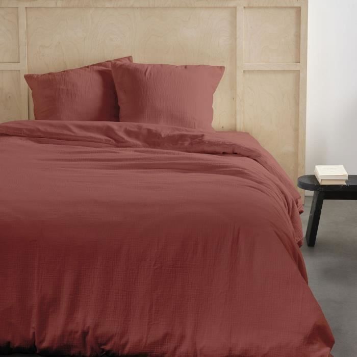 Bedding set - TODAY - 123670 - 2 people - 240x220cm - Plain cotton gauze - Terracotta