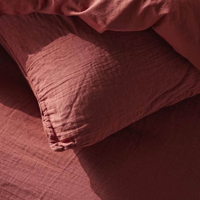 Bedding set - TODAY - 123671 - 2 people - 260x240cm - Plain cotton gauze - Terracotta