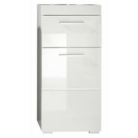 AMANDA bathroom cabinet - 1 door + 1 drawer - Glossy white - L37 x D31 x H79 cm