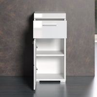AMANDA bathroom cabinet - 1 door + 1 drawer - Glossy white - L37 x D31 x H79 cm