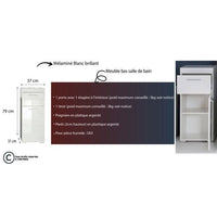 AMANDA bathroom cabinet - 1 door + 1 drawer - Glossy white - L37 x D31 x H79 cm