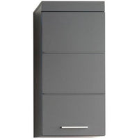 Bathroom wall unit - AMANDA - 1 door - Glossy grey - 37 x 77 x 23 cm