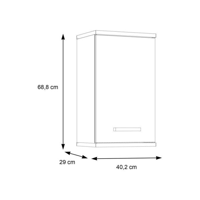 Wandschrank  Weiß/Sonoma-Eiche  1 Tür  Badezimmermöbel  68,8 x 29 x 40,2 cm