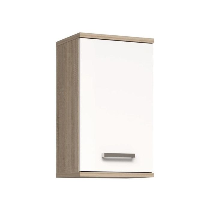 Wandschrank  Weiß/Sonoma-Eiche  1 Tür  Badezimmermöbel  68,8 x 29 x 40,2 cm