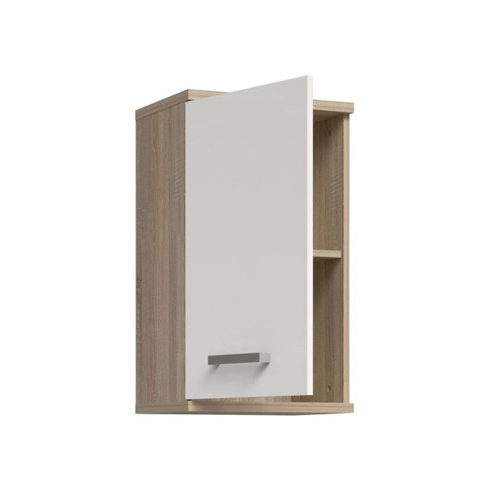 Wandschrank  Weiß/Sonoma-Eiche  1 Tür  Badezimmermöbel  68,8 x 29 x 40,2 cm