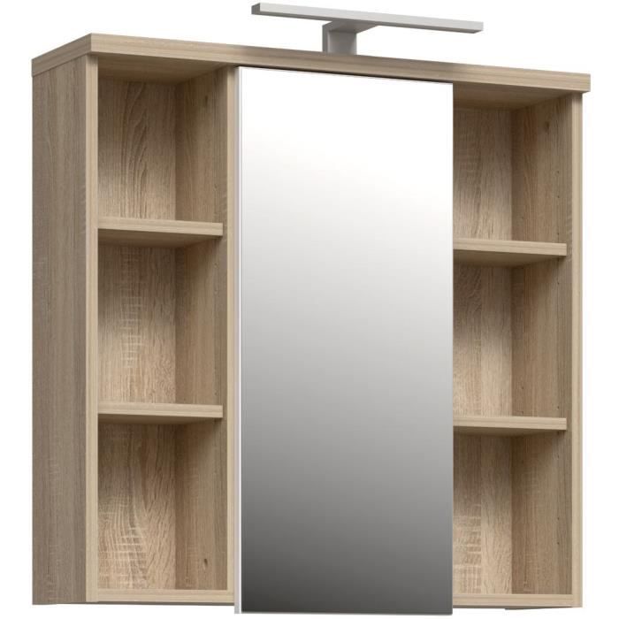 Wandschrank  Sonoma-Eiche  1 Tür mit Spiegel  Badezimmermöbel  68,6 x 20 x 68,1 cm