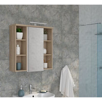 Wandschrank  Sonoma-Eiche  1 Tür mit Spiegel  Badezimmermöbel  68,6 x 20 x 68,1 cm