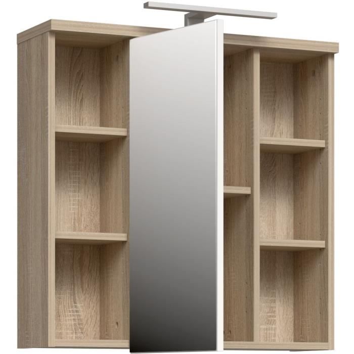 Wandschrank  Sonoma-Eiche  1 Tür mit Spiegel  Badezimmermöbel  68,6 x 20 x 68,1 cm