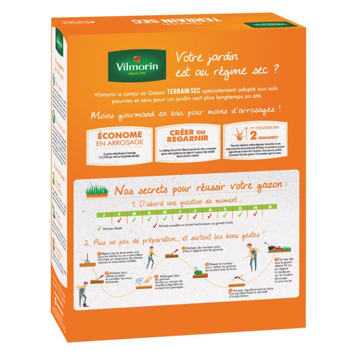 VILMORIN Winterharte Grassamen für trockenes Land - 3 kg