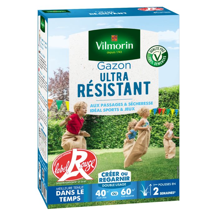 VILMORIN Grassamen - Ultra Resistant 1kg Box - Rotes Etikett - Trittfest