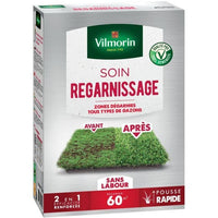 VILMORIN Grassamen - 2 in 1 Universal-Nachsaatbehandlung 1kg-Box - Sehr schnelles Nachwachsen