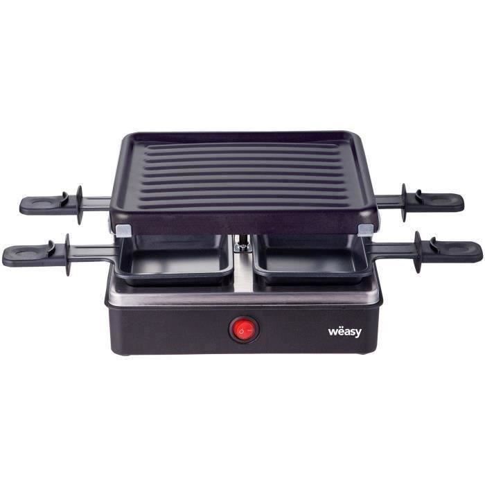 WEASY LUGA40 - Raclette and grill for 4 people - 600W - Non-stick coating - 19,7x19,7cm - Removable 