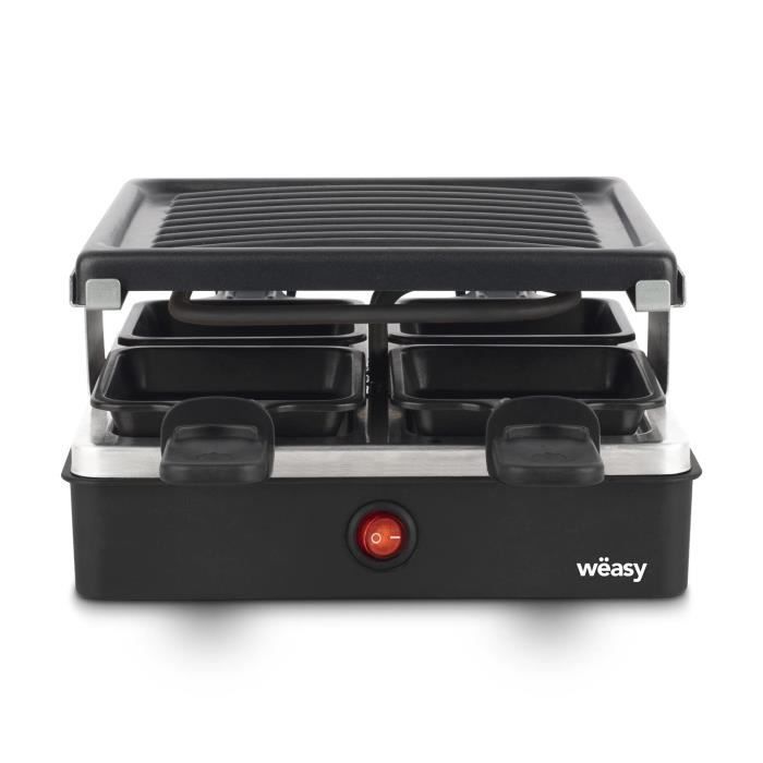 WEASY LUGA40 - Raclette and grill for 4 people - 600W - Non-stick coating - 19,7x19,7cm - Removable 