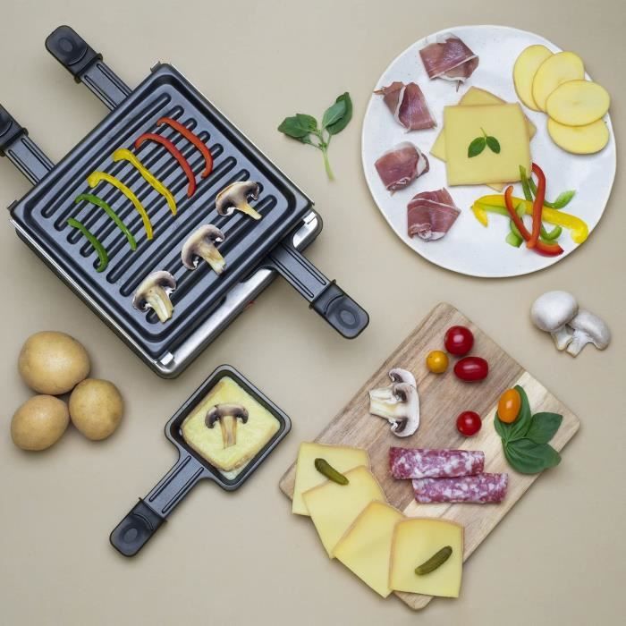 WEASY LUGA40 - Raclette and grill for 4 people - 600W - Non-stick coating - 19,7x19,7cm - Removable 