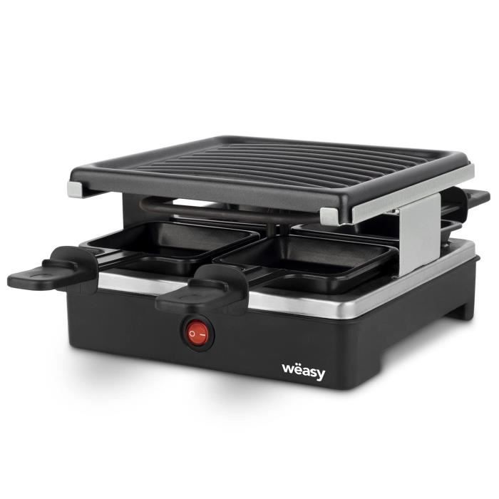 WEASY LUGA40 - Raclette and grill for 4 people - 600W - Non-stick coating - 19,7x19,7cm - Removable 