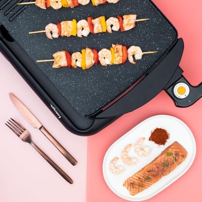 WEASY STO52 ELECTRIC PANCHA 2000W - Stone effect plate - 52x27cm - Adjustable temperature - Anti -ad