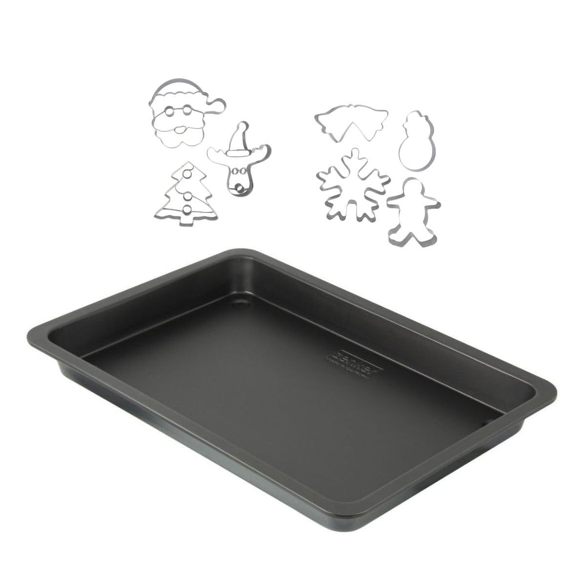 ZENKER Backblech und 7 Weihnachts-Ausstechformen aus Edelstahl  42 x 29 cm