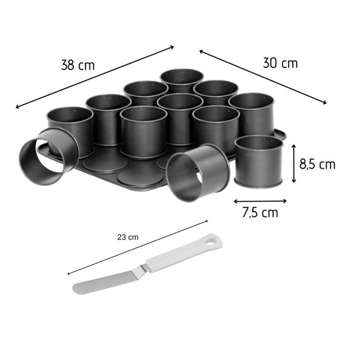 ZENKER Mini-Kuchenbackblech und Zuckergussspatel  Schwarz Metallic