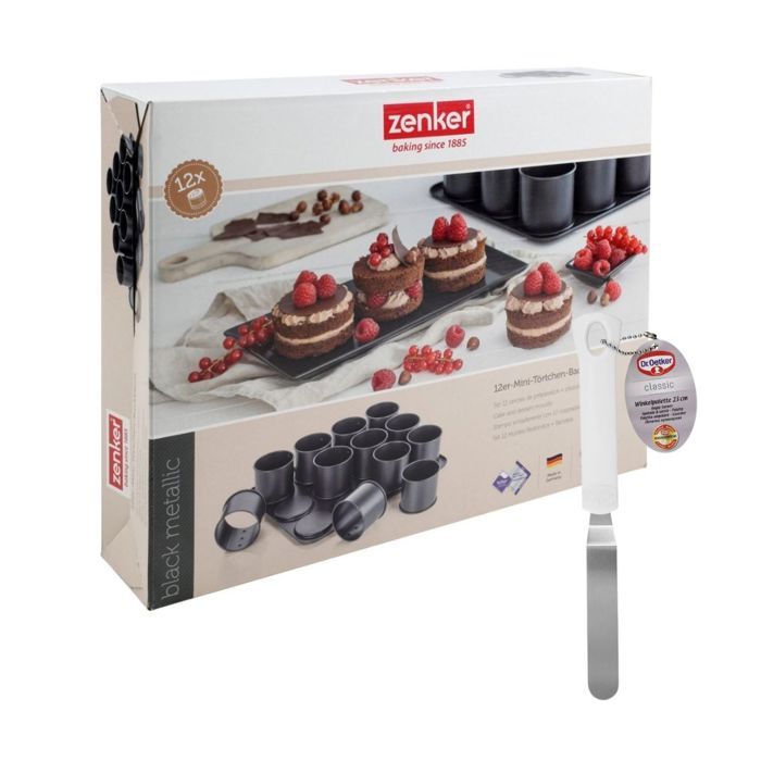 ZENKER Mini-Kuchenbackblech und Zuckergussspatel  Schwarz Metallic