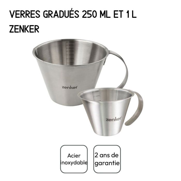Set mit 2 Messbechern - ZENKER - Edelstahl - 250 ml und 1 Liter