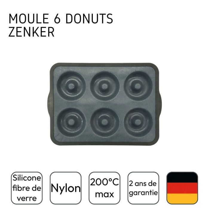 6-Donut-Form  ZENKER  36 x 26 cm  Fiberglas-Silikon  Schwarz